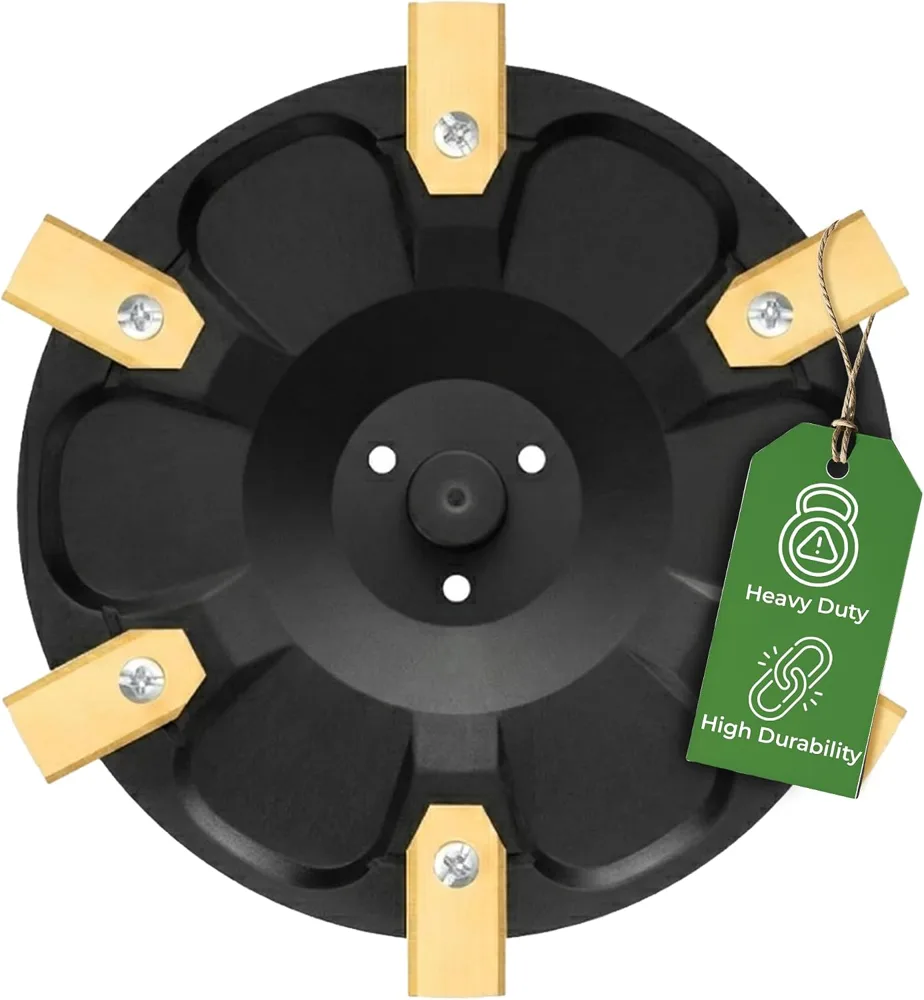 Titanium-coated blades mounted on a robot mower cutting disc